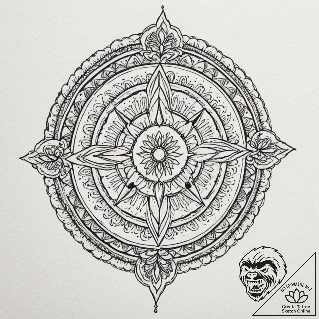 A dotwork mandala of the bene gesserit "fear... - tattoo sketch (№1752874831_0, 18.07.2025 21:40) — tattoovalue.net