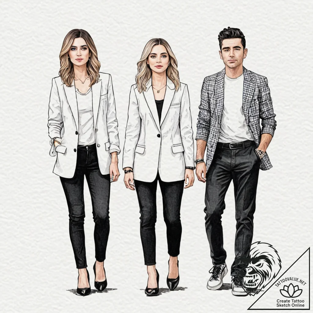 A watercolor sketch of the main characters fr... - tattoo sketch (№1752875248_0, 18.07.2025 21:47) — tattoovalue.net