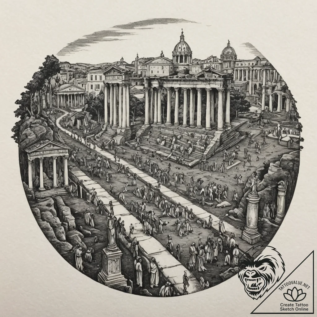 A realistic depiction of an ancient roman for... - tattoo sketch (№1752875500_0, 18.07.2025 21:51) — tattoovalue.net