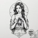 Tattoo design a virgo maiden with the “hermit… – tattoo sketch (№1752875585_0, 18.07.2025 21:53) — tattoovalue.net