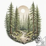 A watercolor sketch of the forests of endor.,… – tattoo sketch (№1752876083_0, 18.07.2025 22:01) — tattoovalue.net