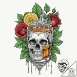 A glass of iced tea with lemon and mint, cond… – tattoo sketch (№1752876335_0, 18.07.2025 22:05) — tattoovalue.net