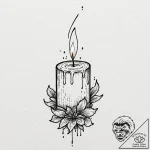 Tattoo sketch a single, flickering candle fla… – tattoo sketch (№1752876503_0, 18.07.2025 22:08) — tattoovalue.net