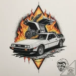 126. a neo-traditional tattoo of the delorean… – tattoo sketch (№1752876919_0, 18.07.2025 22:15) — tattoovalue.net