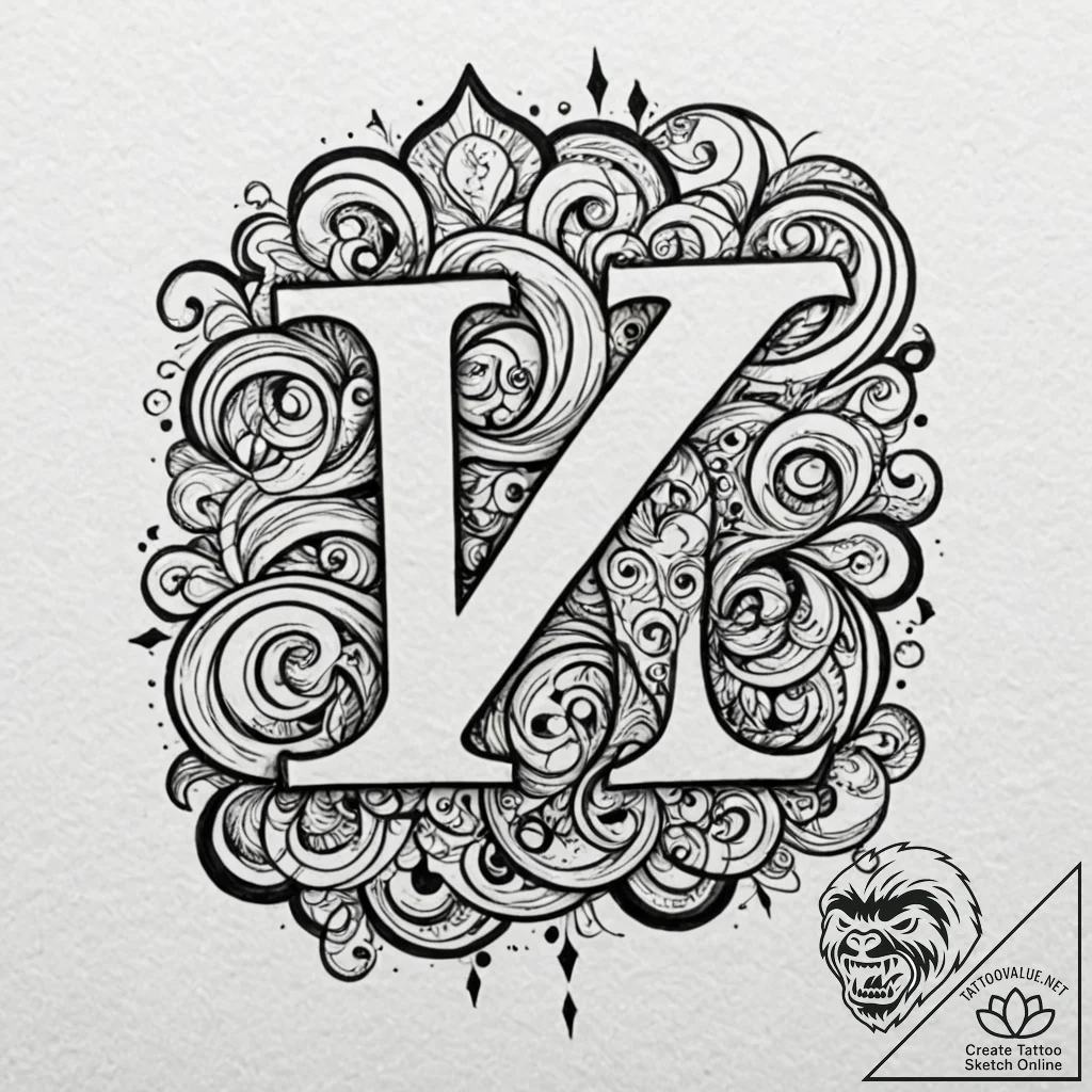 Tattoo sketch a hidden initial in a pattern.,... - tattoo sketch (№1752877084_0, 18.07.2025 22:18) — tattoovalue.net