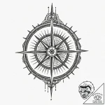 Tattoo sketch a minimalist compass with a hid… – tattoo sketch (№1752877170_0, 18.07.2025 22:19) — tattoovalue.net