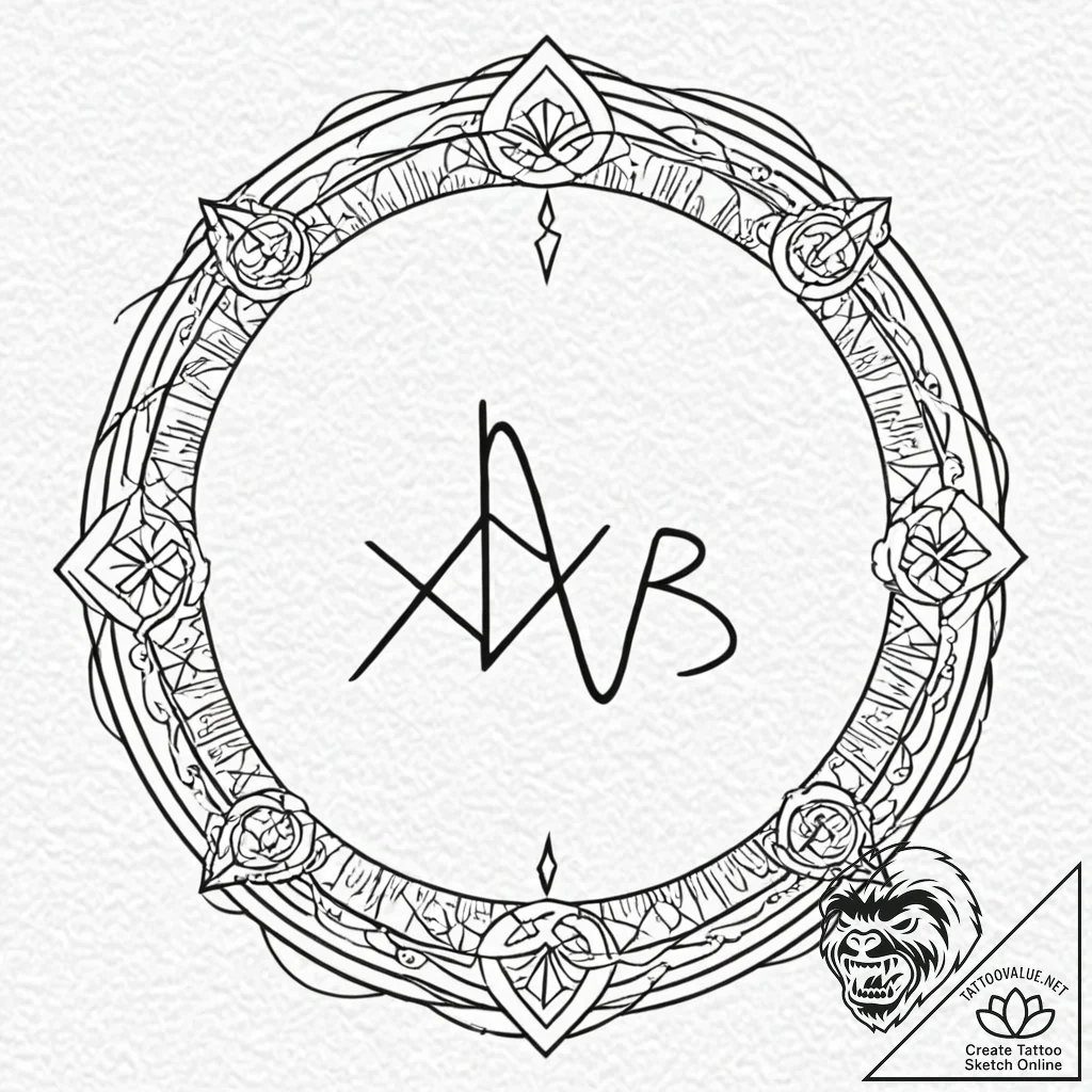 59. tattoo design: a "mir" rune integrated in... - tattoo sketch (№1752877338_0, 18.07.2025 22:22) — tattoovalue.net