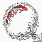 Tattoo design a pair of koi fish swimming in… – tattoo sketch (№1752877420_0, 18.07.2025 22:23) — tattoovalue.net
