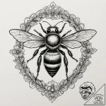 Tattoo design a small, intricate bee, symboli… – tattoo sketch (№1752877504_0, 18.07.2025 22:25) — tattoovalue.net