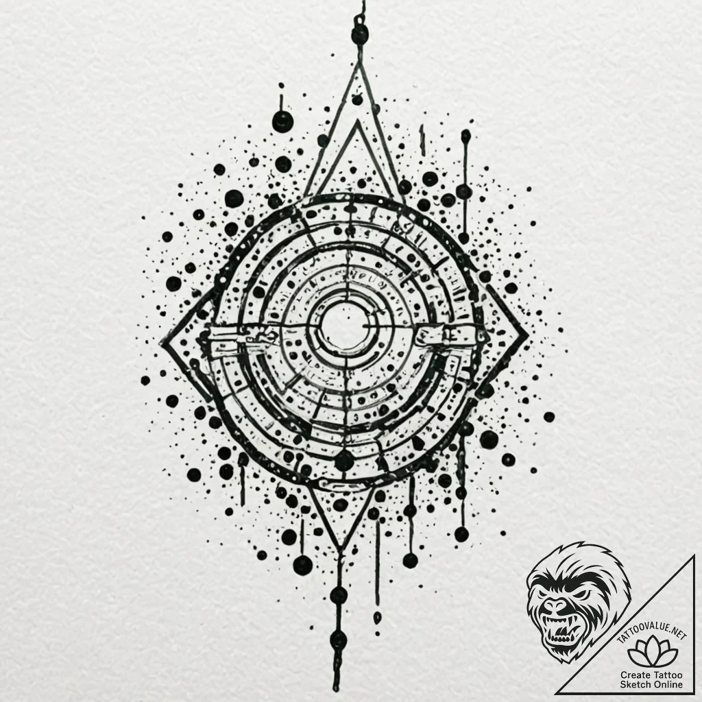 Trash polka sketch of neo stopping bullets, w... - tattoo sketch (№1752878006_0, 18.07.2025 22:33) — tattoovalue.net