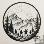 Tattoo sketch a group of adventurers silhouet… – tattoo sketch (№1752878255_0, 18.07.2025 22:37) — tattoovalue.net