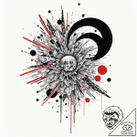 Space, ink illustration for tattoo, on a clea… – tattoo sketch (№1752878338_0, 18.07.2025 22:38) — tattoovalue.net