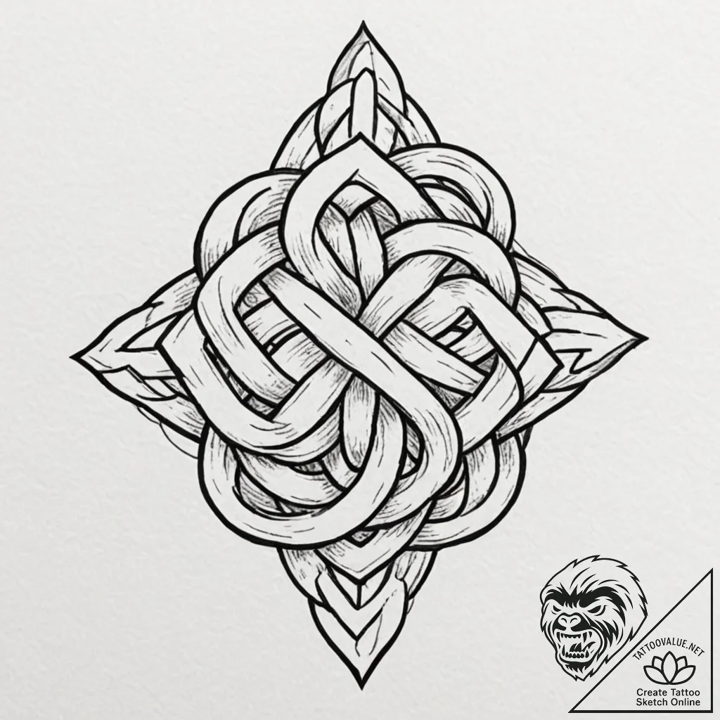 Tattoo design a stylized 'family' knot from v... - tattoo sketch (№1752878757_0, 18.07.2025 22:45) — tattoovalue.net