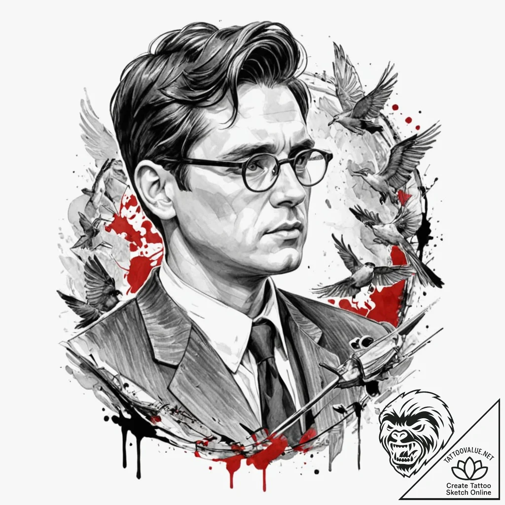 A watercolor sketch of atticus finch from to... - tattoo sketch (№1752879176_0, 18.07.2025 22:52) — tattoovalue.net