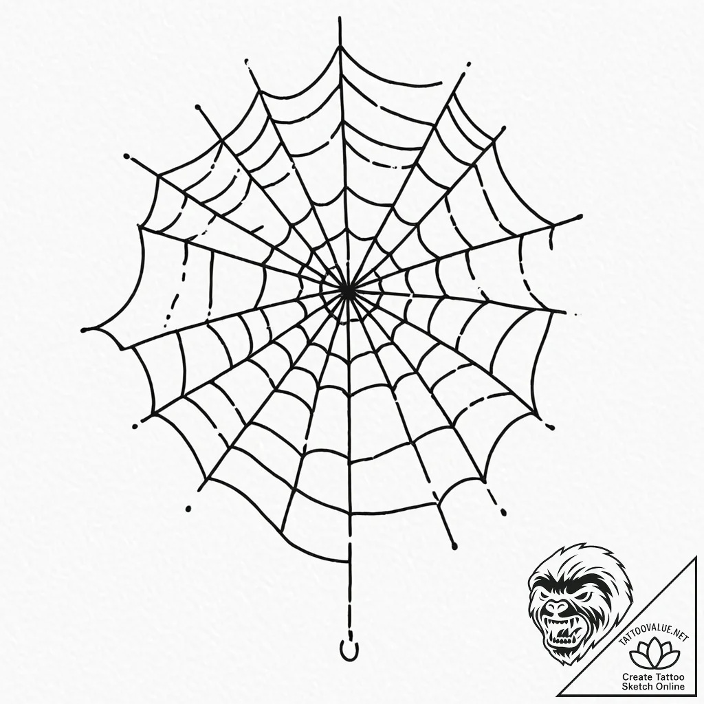 A close-up of a dew-covered spiderweb., tatto... - tattoo sketch (№1752879676_0, 18.07.2025 23:01) — tattoovalue.net