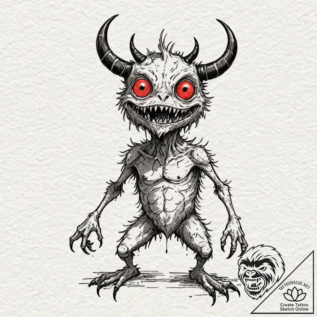 Tattoo sketch a playful monster or creature d... - tattoo sketch (№1752880012_0, 18.07.2025 23:06) — tattoovalue.net