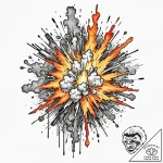 Tattoo sketch a pixelated explosion with smok… – tattoo sketch (№1752881024_0, 18.07.2025 23:23) — tattoovalue.net