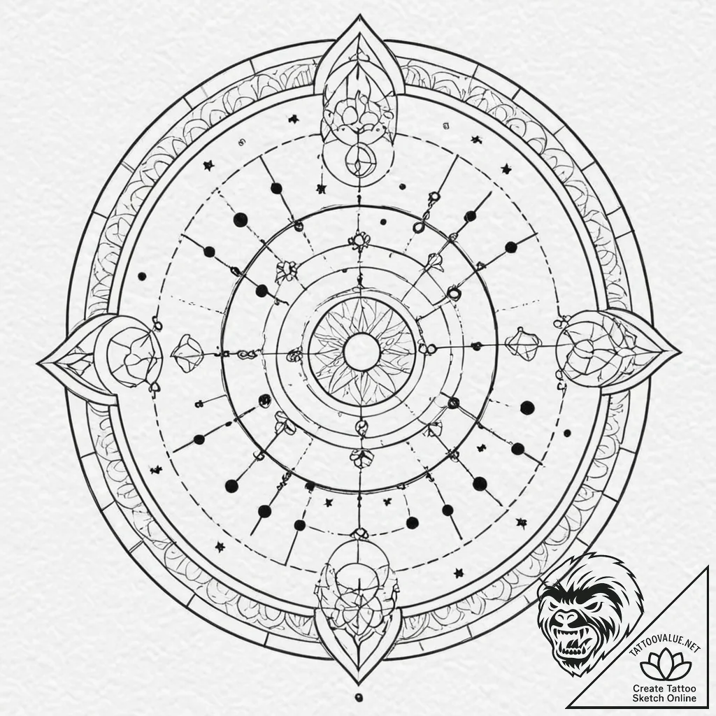 Tattoo sketch a highly detailed zodiac conste... - tattoo sketch (№1752881108_0, 18.07.2025 23:25) — tattoovalue.net