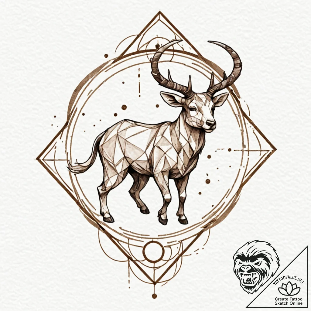 Tattoo sketch a neo-traditional zodiac animal... - tattoo sketch (№1752881444_0, 18.07.2025 23:30) — tattoovalue.net