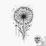 Dandelion with birds, artistic tattoo sketch,… – tattoo sketch (№1752881777_0, 18.07.2025 23:36) — tattoovalue.net