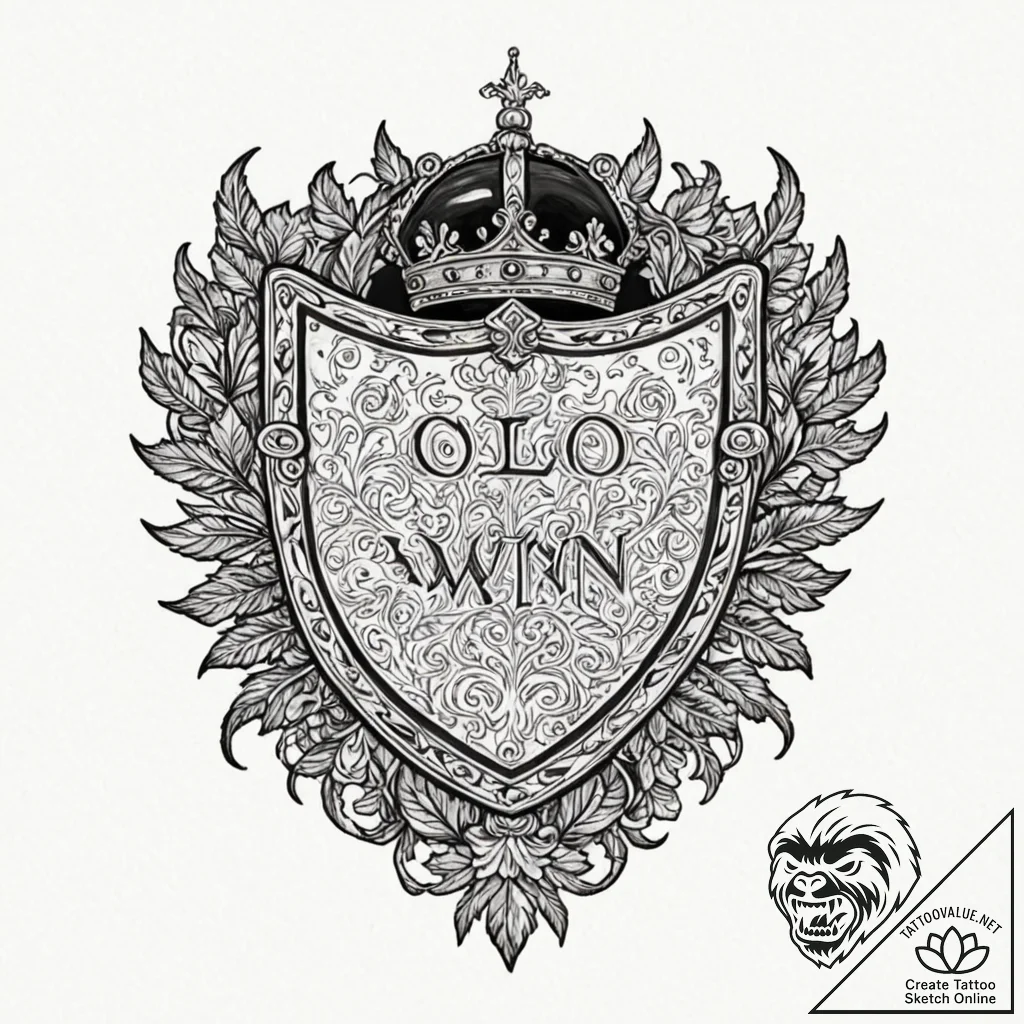 Tattoo design a "solo win" icon with a crown... - tattoo sketch (№1752883282_0, 19.07.2025 00:01) — tattoovalue.net