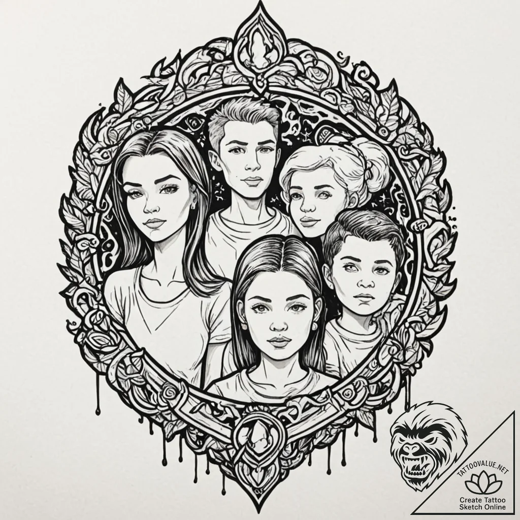 A sketch of the family from succession, looki... - tattoo sketch (№1752883449_0, 19.07.2025 00:04) — tattoovalue.net