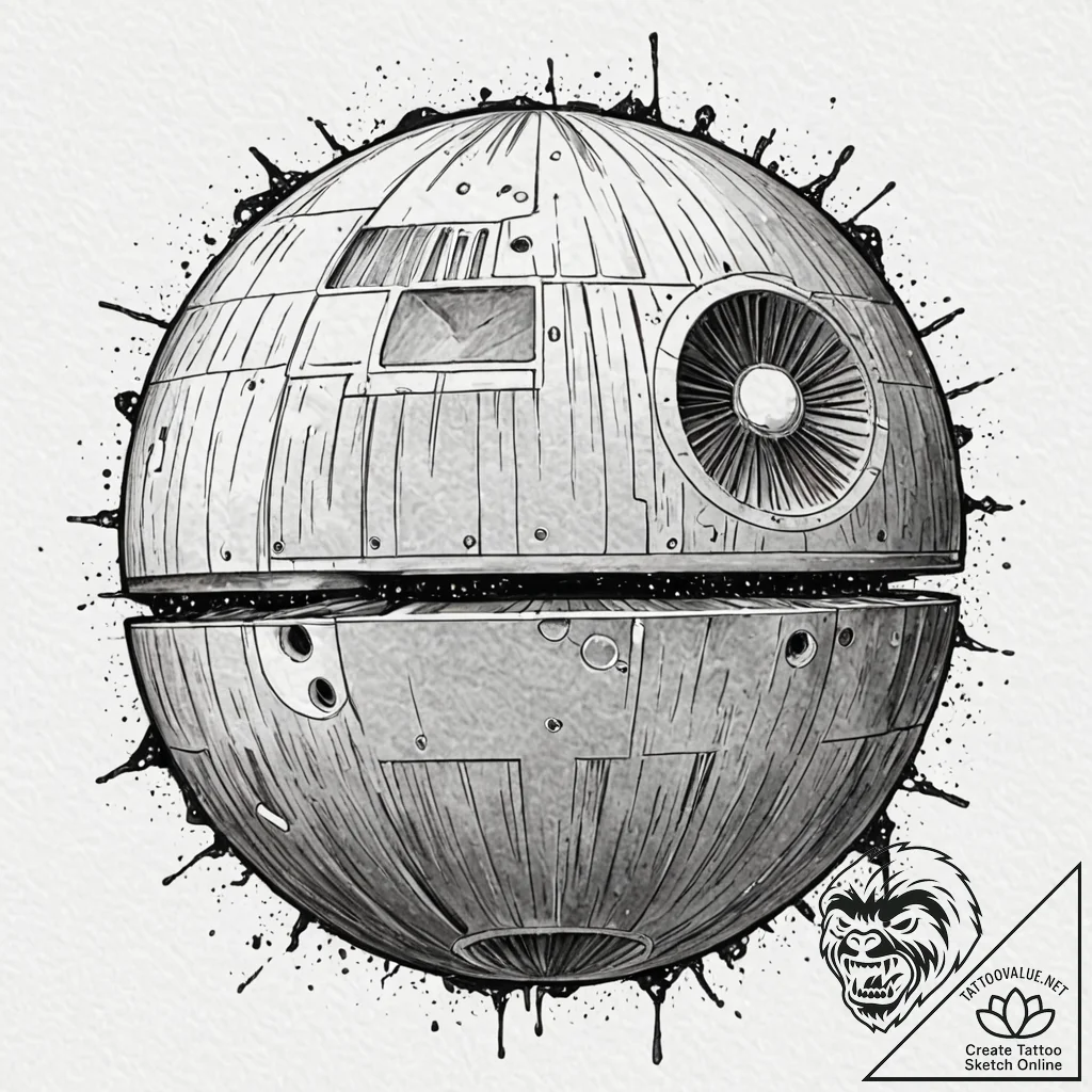 48. a linework design of the death star plans... - tattoo sketch (№1752883532_0, 19.07.2025 00:05) — tattoovalue.net