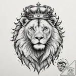 Lion with crown, ink illustration for tattoo,… – tattoo sketch (№1752884793_0, 19.07.2025 00:26) — tattoovalue.net