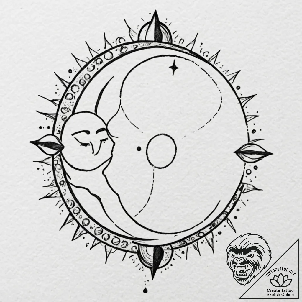 Tattoo sketch a zodiac constellation intertwi... - tattoo sketch (№1752885129_0, 19.07.2025 00:32) — tattoovalue.net