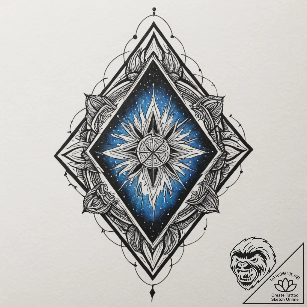 A neo-traditional tattoo of the tesseract, gl... - tattoo sketch (№1752885212_0, 19.07.2025 00:33) — tattoovalue.net