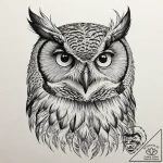 Tattoo design a powerful, unblinking owl’s ey… – tattoo sketch (№1752885633_0, 19.07.2025 00:40) — tattoovalue.net