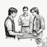 A trash polka tattoo of the coin toss scene f… – tattoo sketch (№1752885717_0, 19.07.2025 00:41) — tattoovalue.net