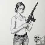 123. a sketch of sarah connor from t2, strong… – tattoo sketch (№1752886050_0, 19.07.2025 00:47) — tattoovalue.net