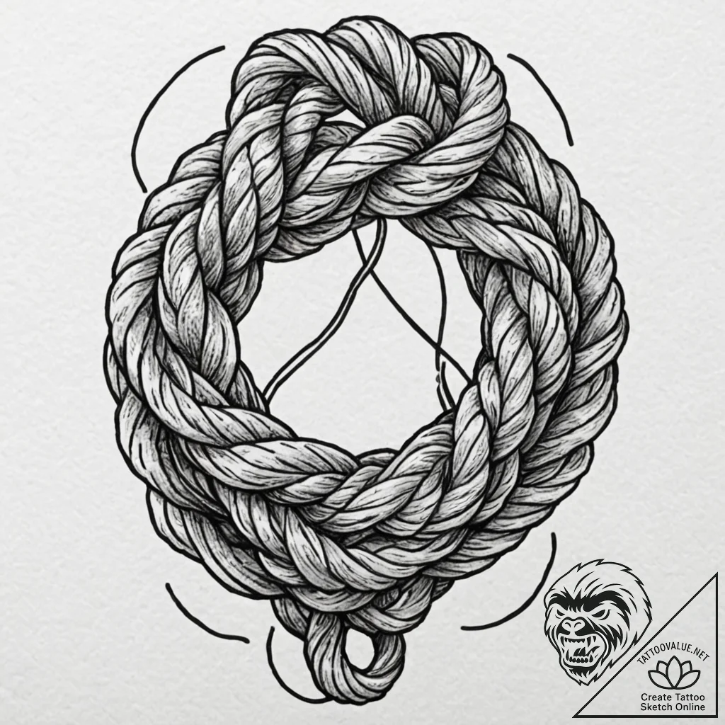 Tattoo sketch a climbing rope forming a stron... - tattoo sketch (№1752886134_0, 19.07.2025 00:48) — tattoovalue.net