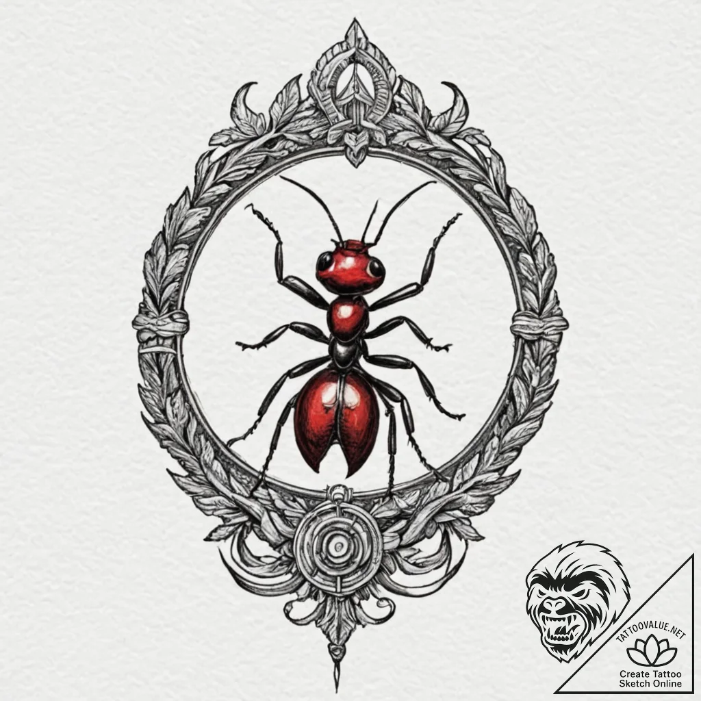 Ant, concept art for tattoo, old school tradi... - tattoo sketch (№1752886219_0, 19.07.2025 00:50) — tattoovalue.net