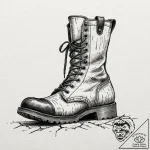 Tattoo design a weathered combat boot with de… – tattoo sketch (№1752886556_0, 19.07.2025 00:55) — tattoovalue.net
