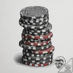 A close-up of a stack of casino chips., conce… – tattoo sketch (№1752886889_0, 19.07.2025 01:01) — tattoovalue.net