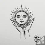 Tattoo design a hand-drawn sun and moon on op… – tattoo sketch (№1752887139_0, 19.07.2025 01:05) — tattoovalue.net