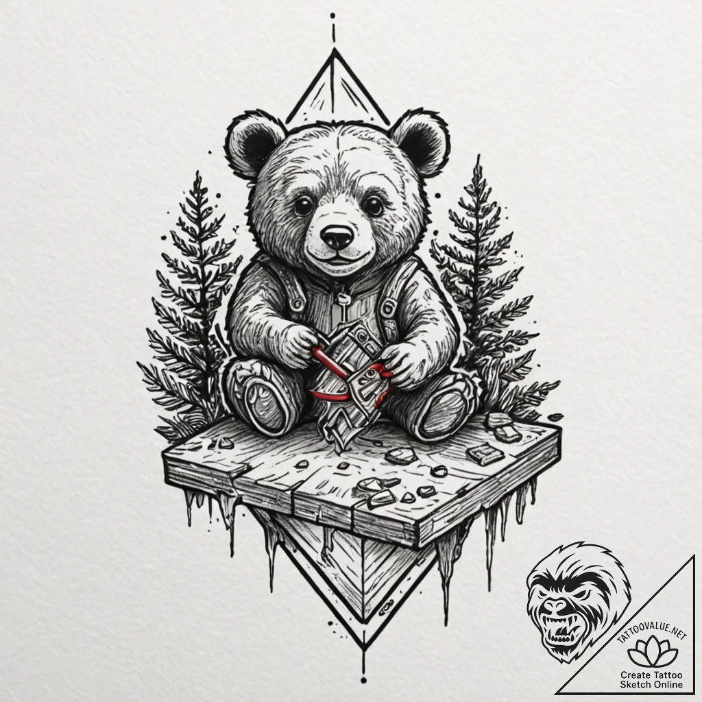A linework tattoo of the reverse bear trap fr... - tattoo sketch (№1752887719_0, 19.07.2025 01:15) — tattoovalue.net