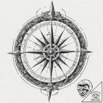 A watercolor sketch of the golden compass (al… – tattoo sketch (№1752887968_0, 19.07.2025 01:19) — tattoovalue.net