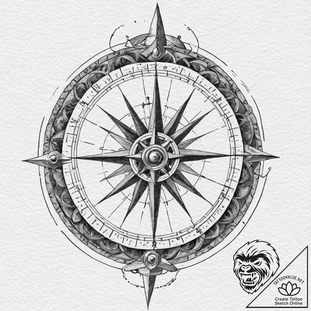 A watercolor sketch of the golden compass (al... - tattoo sketch (№1752887968_0, 19.07.2025 01:19) — tattoovalue.net