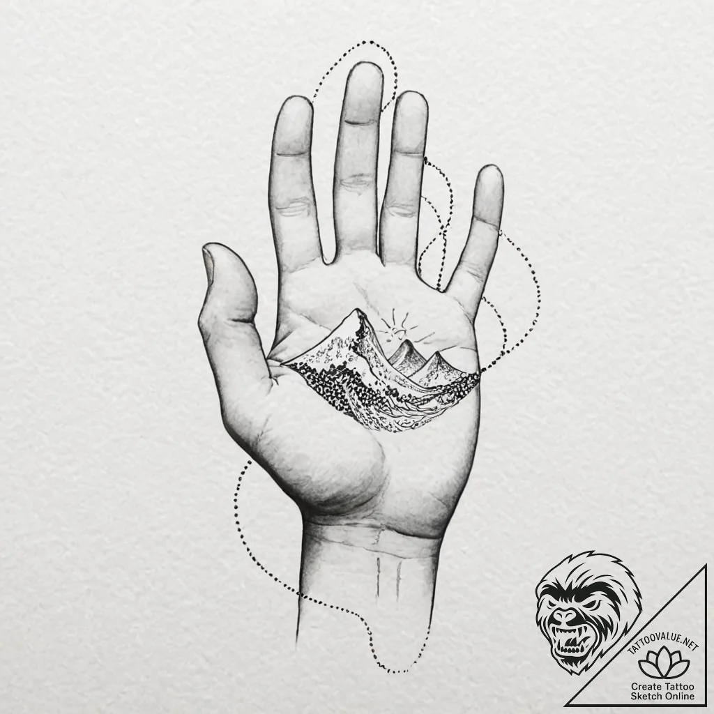 Tattoo sketch a minimalist wave on the wrist.... - tattoo sketch (№1752889213_0, 19.07.2025 01:40) — tattoovalue.net