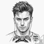 Tattoo design a “game face” portrait of an in… – tattoo sketch (№1752890046_0, 19.07.2025 01:54) — tattoovalue.net