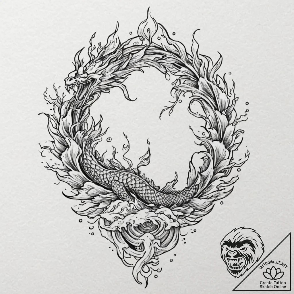 Tattoo sketch a phoenix rising from ashes, re... - tattoo sketch (№1752890876_0, 19.07.2025 02:07) — tattoovalue.net