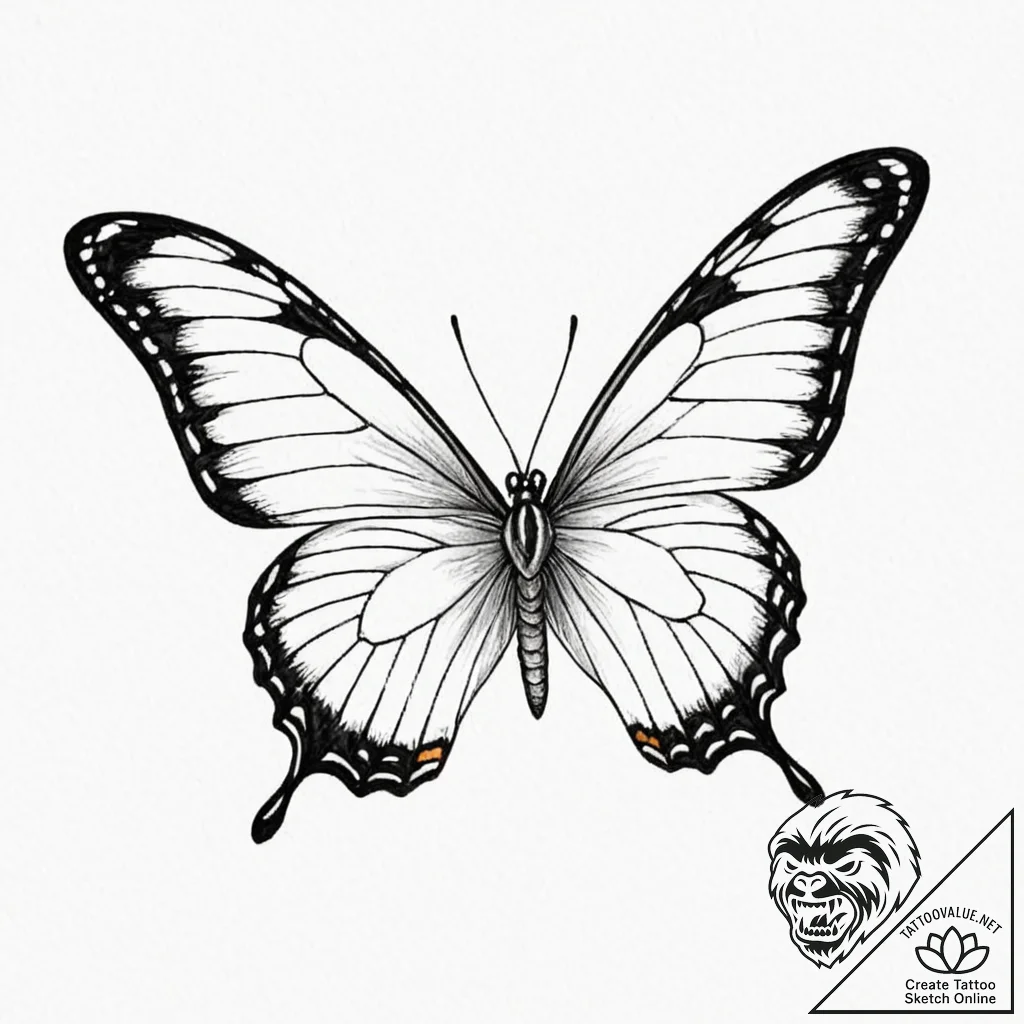 Tattoo design a tiny, realistic butterfly wit... - tattoo sketch (№1752891538_0, 19.07.2025 02:18) — tattoovalue.net