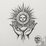 A tattoo design of the hand of god symbol, wi… – tattoo sketch (№1752891871_0, 19.07.2025 02:24) — tattoovalue.net