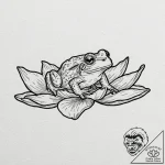 A photorealistic shot of a frog on a lily pad… – tattoo sketch (№1752891953_0, 19.07.2025 02:25) — tattoovalue.net