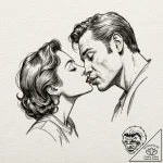 A graphic novel panel of the upside-down kiss… – tattoo sketch (№1752892036_0, 19.07.2025 02:27) — tattoovalue.net