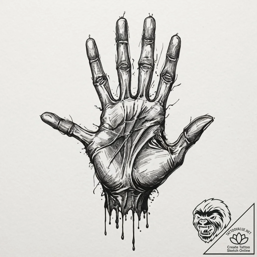 Tattoo design a zombie's decaying hand reachi... - tattoo sketch (№1752892365_0, 19.07.2025 02:32) — tattoovalue.net