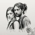 A watercolor sketch of ellie and joel from th… – tattoo sketch (№1752892449_0, 19.07.2025 02:34) — tattoovalue.net